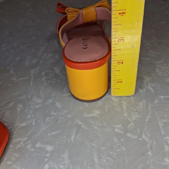Katy Perry The Tooliped Bow Sandalss Block Heels 5.5 Mango Pink Orange Colorway - Picture 9 of 9